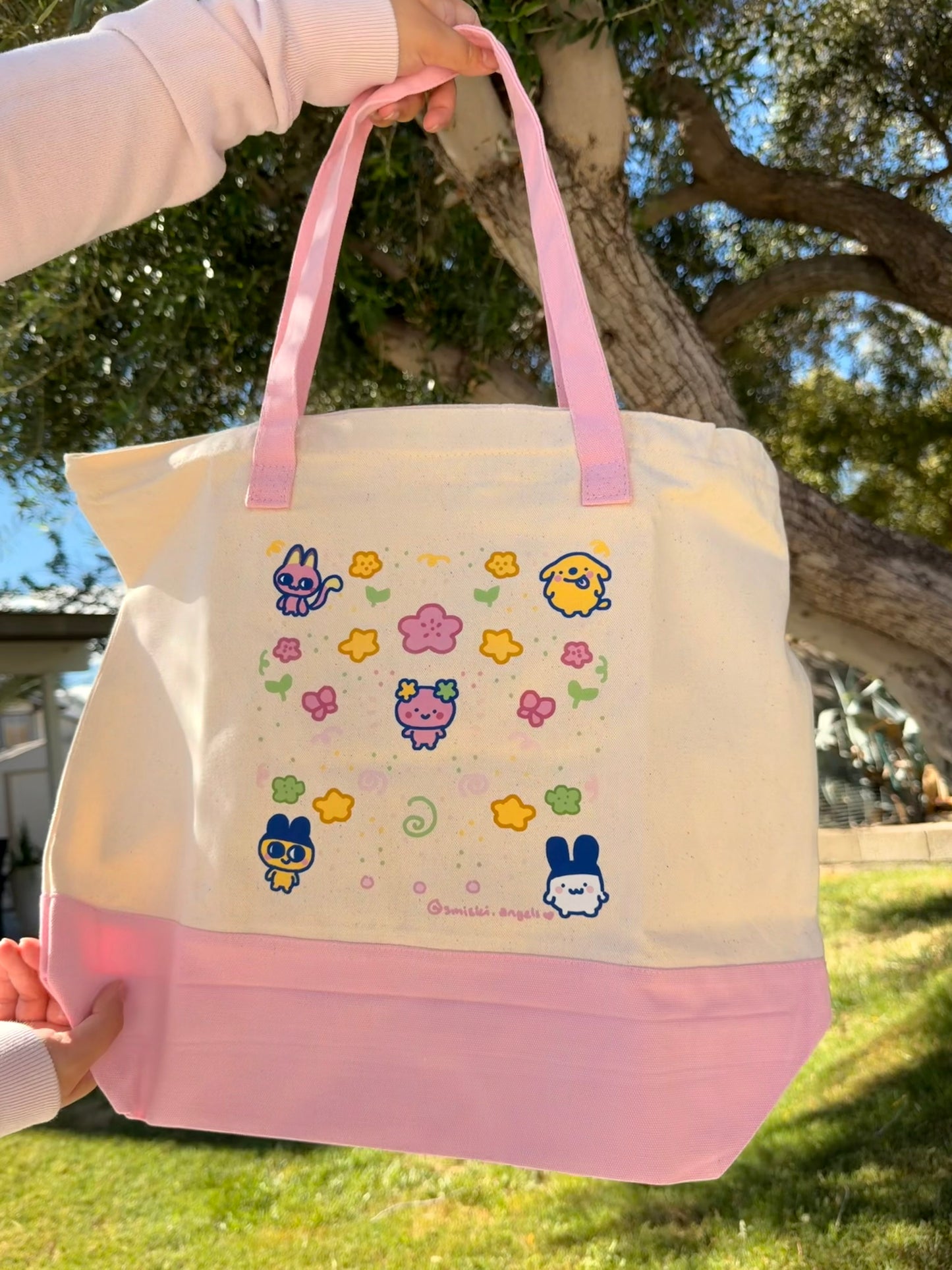 pink tama tote bag !